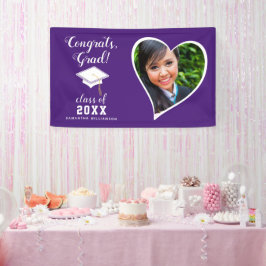 クラス2025 Grad Photo Purple White卒業 横断幕