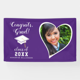 クラス2025 Grad Photo Purple White卒業 横断幕