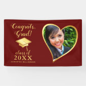 クラス2025 Photo Maroon Redと金ゴールド卒業 横断幕 (横)