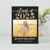 クラス2025 Script Black Printable 招待状 (スタンド正面)