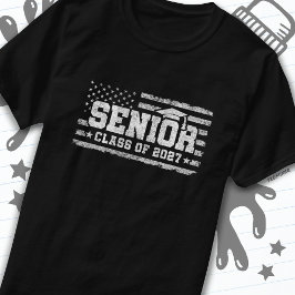 クラス2027卒業アメリカ国旗シニア2027 Tシャツ