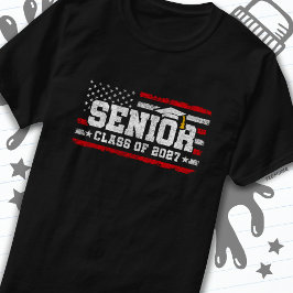 クラス2027卒業アメリカ国旗シニア2027 Tシャツ