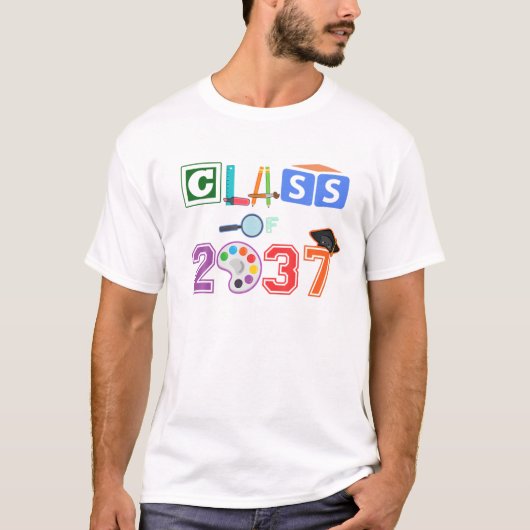 クラス2037子供のPRE-K子供部屋初日の興奮 Tシャツ (正面)