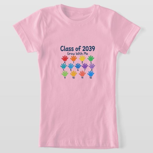 クラス2039記念Grow With Me Tシャツ|手形の思い出 Tシャツ (レイダウン)