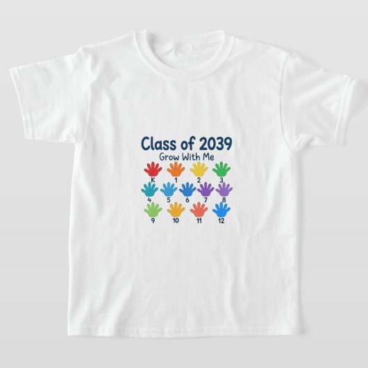 クラス2039記念Grow With Me Tシャツ|手形の思い出 Tシャツ (レイダウン)