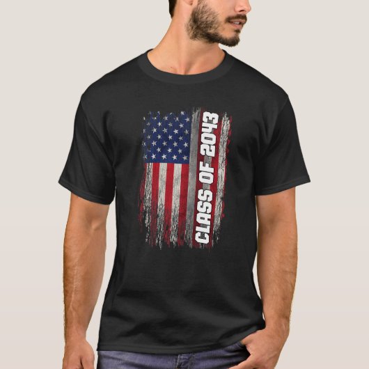 クラス2043 Senior 2043 USAアメリカ国旗 Tシャツ (正面)