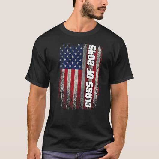 クラス2045シニア2045 USAアメリカ国旗 Tシャツ (正面)