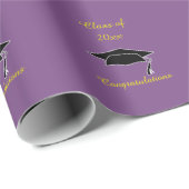 クラス20xx紫の金ゴールド卒業ギフトラップ ラッピングペーパー (ロールコーナー)