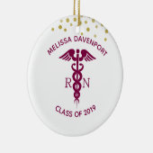 クラス20xx赤カドゥセウスナース記号の卒業 セラミックオーナメント (右)