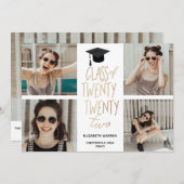 クラス22フォトコラージュ金ゴールド卒業 案内状 (正面/裏面)