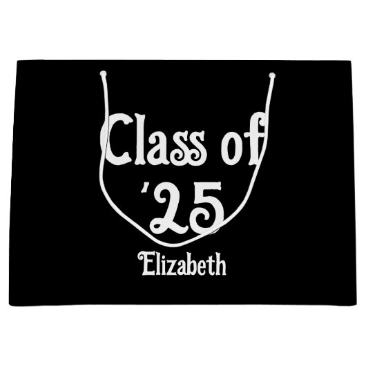 クラス'23白黒レトロフォント大学院名 ラージペーパーバッグ (正面)