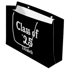 クラス'23白黒レトロフォント大学院名 ラージペーパーバッグ