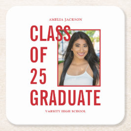 クラス25フェスティバル写真卒業パーティー スクエアペーパーコースター