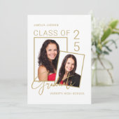 クラス25フォト金ゴールドスクリプトの卒業 案内状 (スタンド正面)