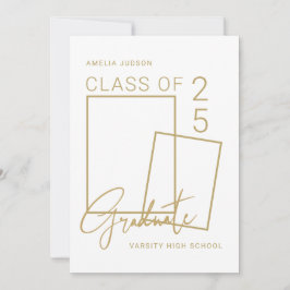 クラス25フォト金ゴールドスクリプトの卒業 案内状