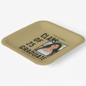 クラス25ブラック&金ゴールド写真卒業パーティー ペーパープレート (傾斜あり)