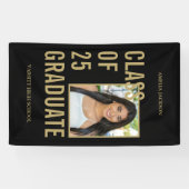 クラス25ブラック&金ゴールド写真卒業 横断幕 (横)