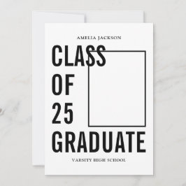 クラス25モノクロ写真卒業 案内状