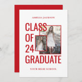 クラス25写真レッド&ホワイトオープンハウス 招待状 (正面/裏面)