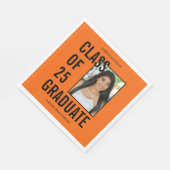 クラス25卒業オレンジとブラックフォト スタンダードランチョンナプキン (角)