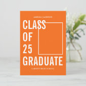 クラス25卒業オレンジ白い写真卒業 案内状 (スタンド正面)