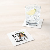 クラス25白黒フォト卒業パーティー スクエアペーパーコースター (インサイチュ)