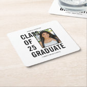 クラス25白黒フォト卒業パーティー スクエアペーパーコースター (アングル)