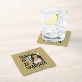 クラス25金ゴールド写真卒業パーティー スクエアペーパーコースター (インサイチュ)