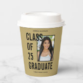クラス25金ゴールド写真卒業パーティー 紙コップ (正面)