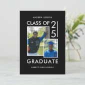 クラス25黒モダン白フォトオープンハウス 招待状 (スタンド正面)