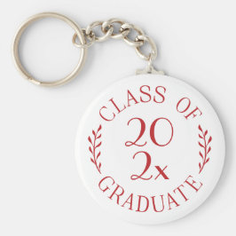 クラス・オブ・イヤー卒業シック・レッド・タイポグラフィ・ホワイト キーホルダー