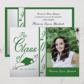 クラス・オブ・2012 緑のクラシックな卒業式 招待状 (正面/裏面)