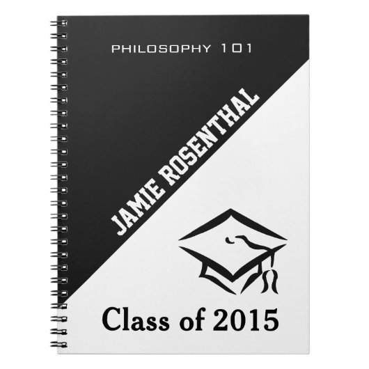 クラス（任意の年）の文字カスタムノート ノートブック (正面)