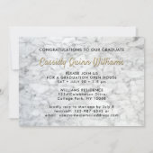 クラス 年 白大理石と金の卒業写真 招待状 (裏面)