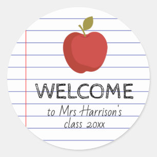クラスApple新学期先生へようこそ ラウンドシール