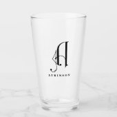 クラスMonogramイニシャルA （姓は編集可能） タンブラーグラス (正面)