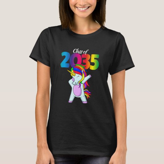 クラスOf 2035 Dabbing Unicorn新学期Kinde Tシャツ (正面)