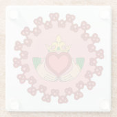 クラダグと赤の結び糸細工オンピンク ガラスコースター (裏面)