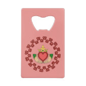 クラダグと赤の結び糸細工オンピンク クレジットカード栓抜き (裏面)