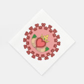 クラダグと赤の結び糸細工オンピンク スタンダードランチョンナプキン (角)