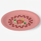 クラダグと赤の結び糸細工オンピンク ペーパープレート (アングル)