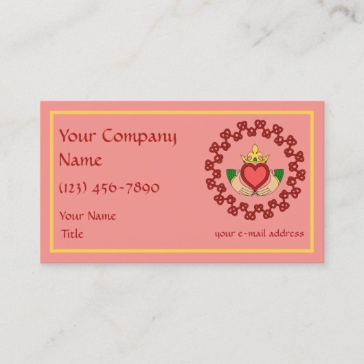 クラダグと赤の結び糸細工オンピンク 名刺 (正面)