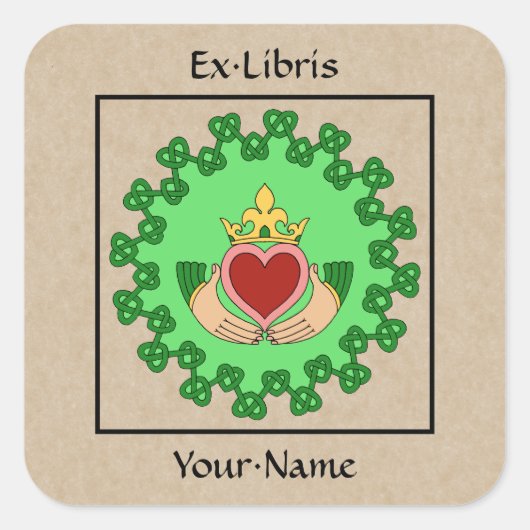 クラダグアンドグリーン結び糸細工蔵書票 スクエアシール (正面)