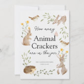 クラッカーのウッドランド赤ちゃんシャワーカードの数を推測 招待状 (正面)