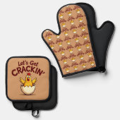 クラッキンチキンファームパおもしろいンをゲットしよう 鍋つかみ&鍋敷きセット (正面/裏面)