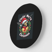 クラックインメリークリスマスチキン ラージ壁時計 (傾斜)