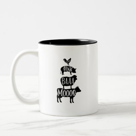 クラックオインクモーバアチキンピグシープコウ農家  ツートーンマグカップ (左)