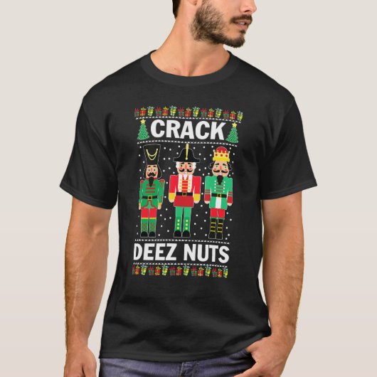 クラックディーズナッツおもしろいクリスマス Tシャツ (正面)
