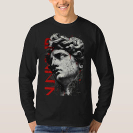 クラックド クラシカル バスト トラッシュ ポルカ アート ロングスリーブ Tシャツ