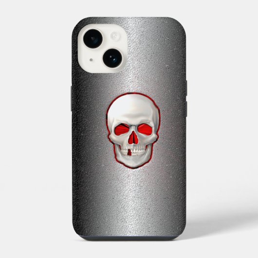 クラックメタル - 3D蓄光ドクロ象嵌 iPhoneケース (裏面)